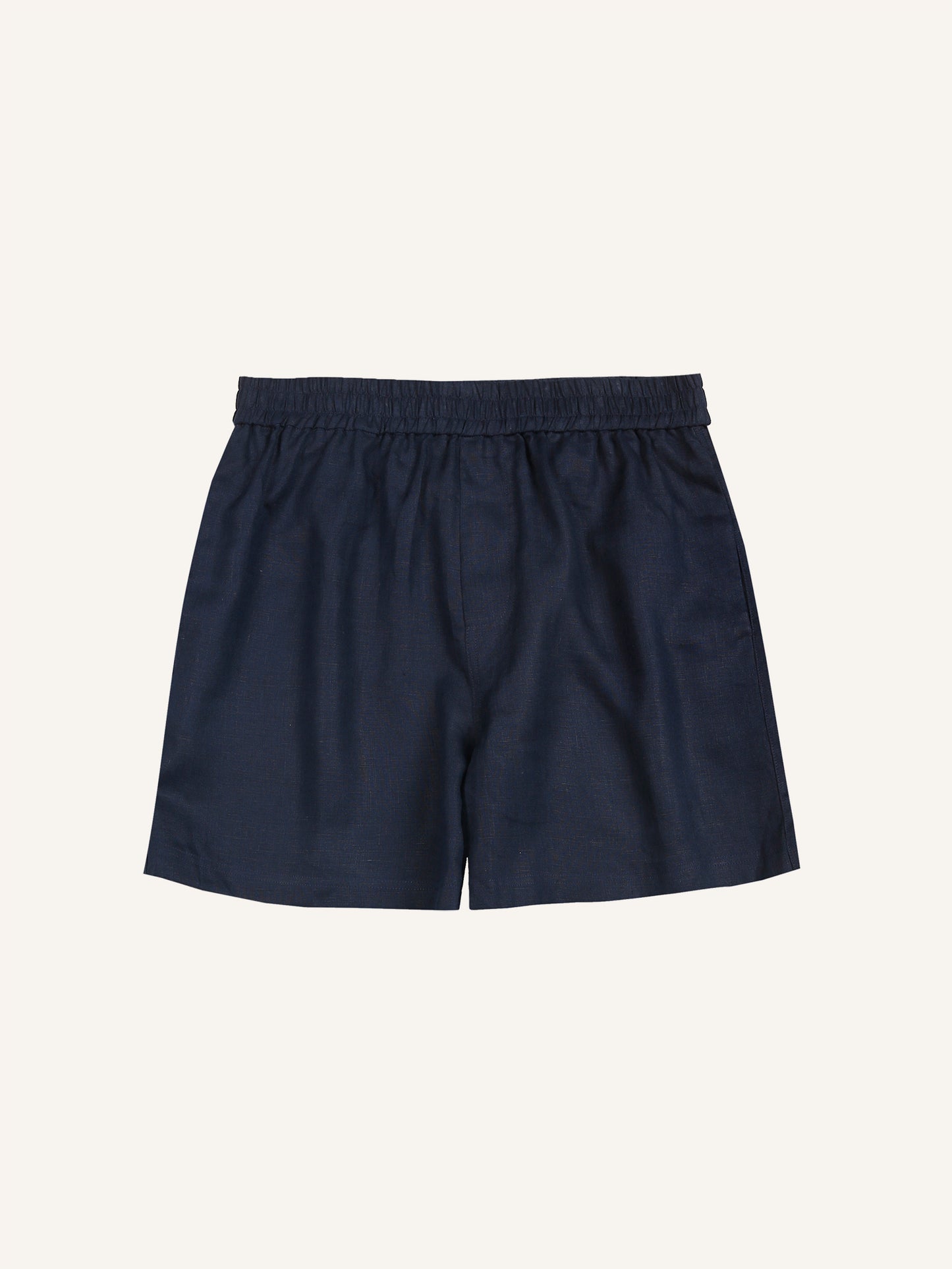 ELASTICATED LINEN SHORTS NAVY BLUE