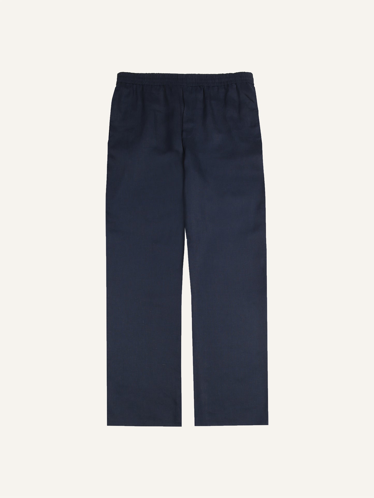ELASTICATED LINEN TROUSERS NAVY BLUE