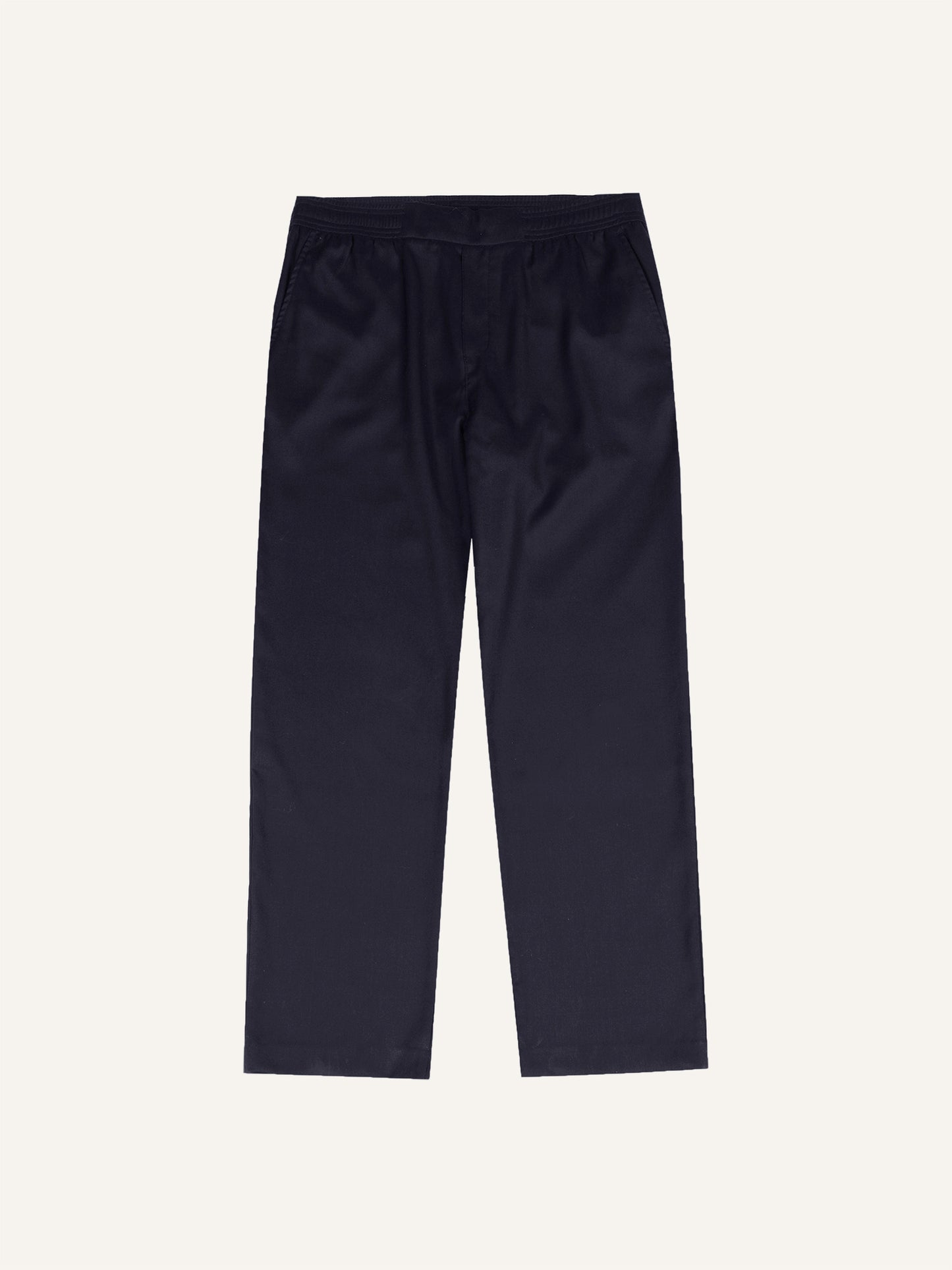 ELASTICATED WOOL TROUSERS NAVY BLUE