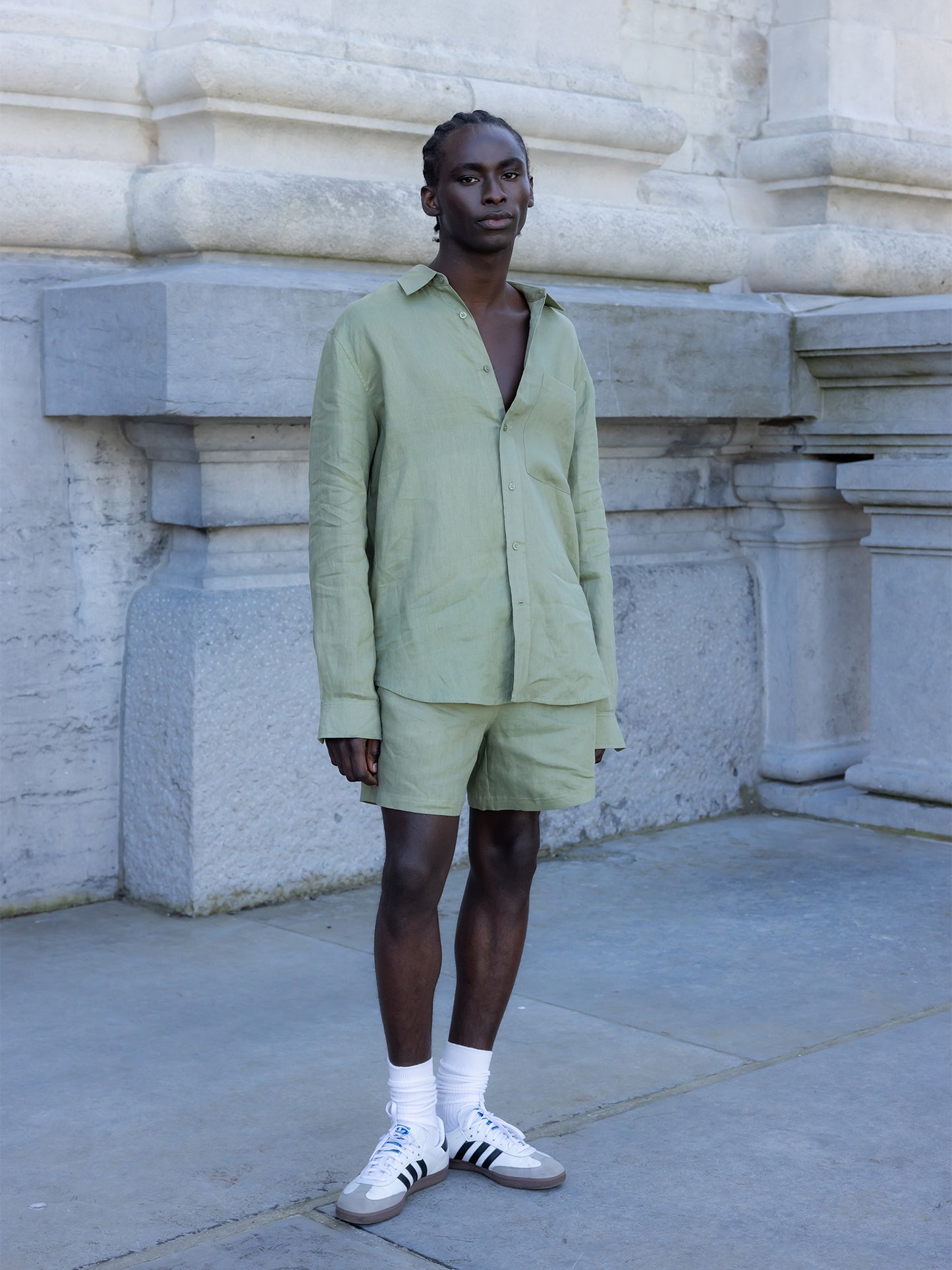 LINEN SHIRT OLIVE GREEN