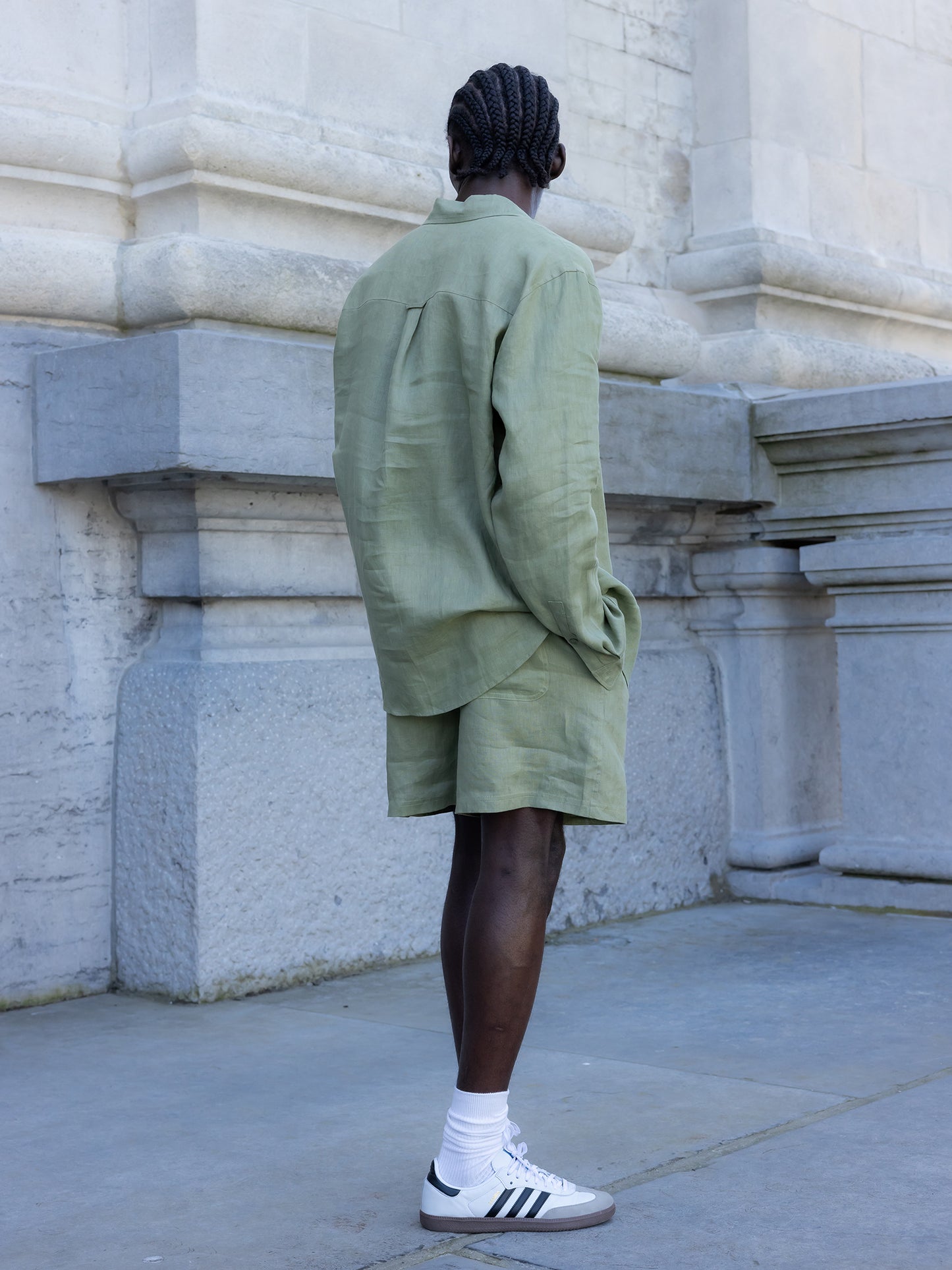 LINEN SHIRT OLIVE GREEN