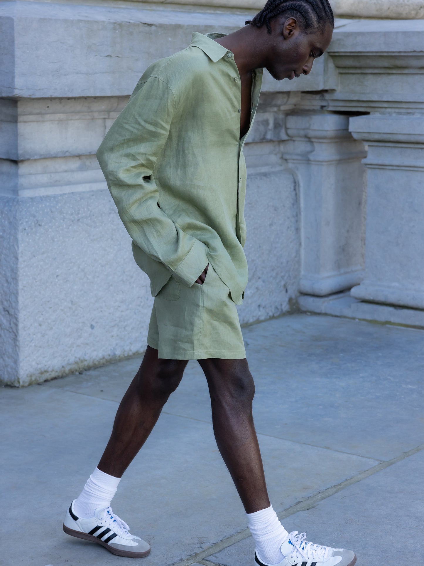 LINEN SHIRT OLIVE GREEN
