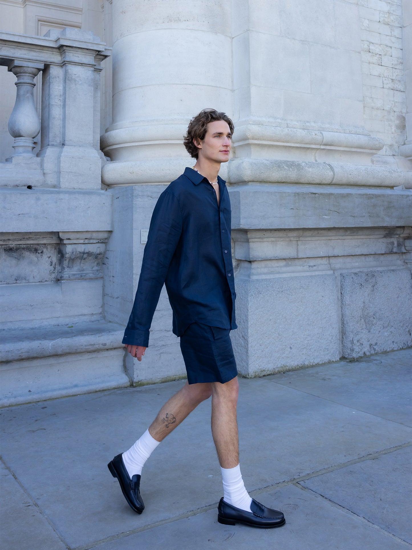 LINEN SHIRT NAVY BLUE