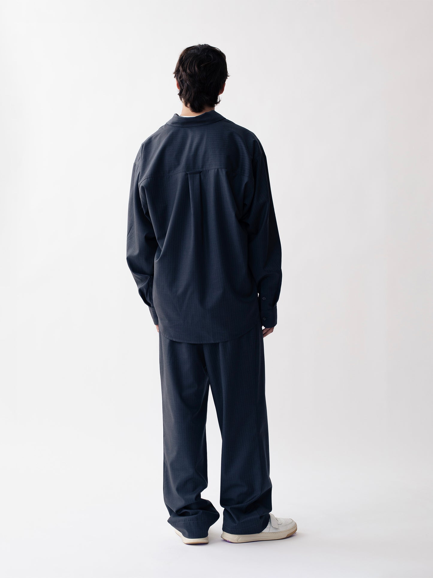 STRIPED WOOL TROUSERS GREY