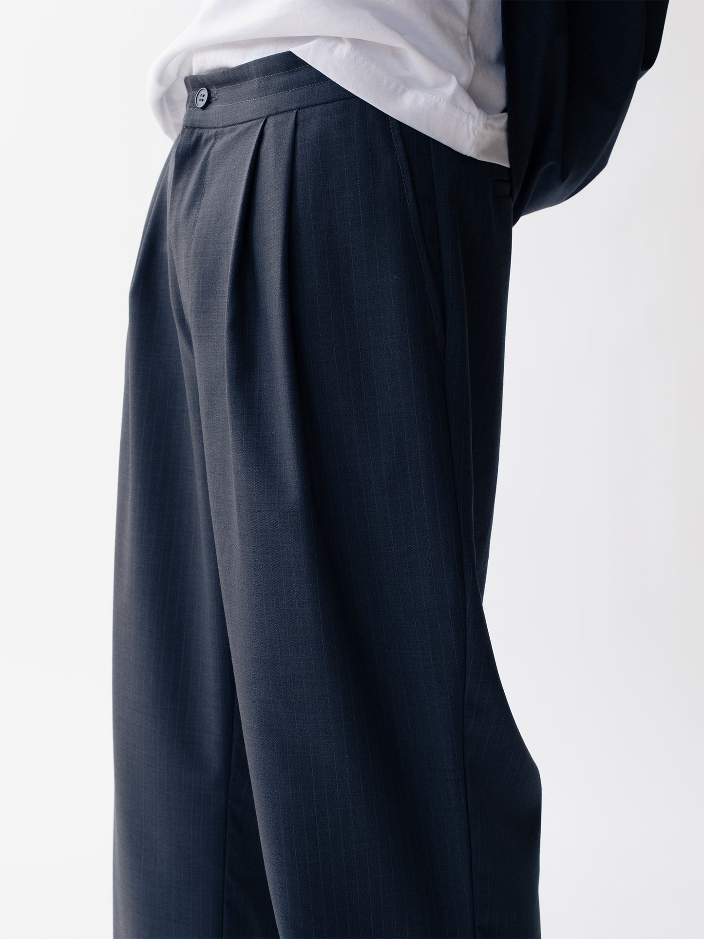 STRIPED WOOL TROUSERS GREY
