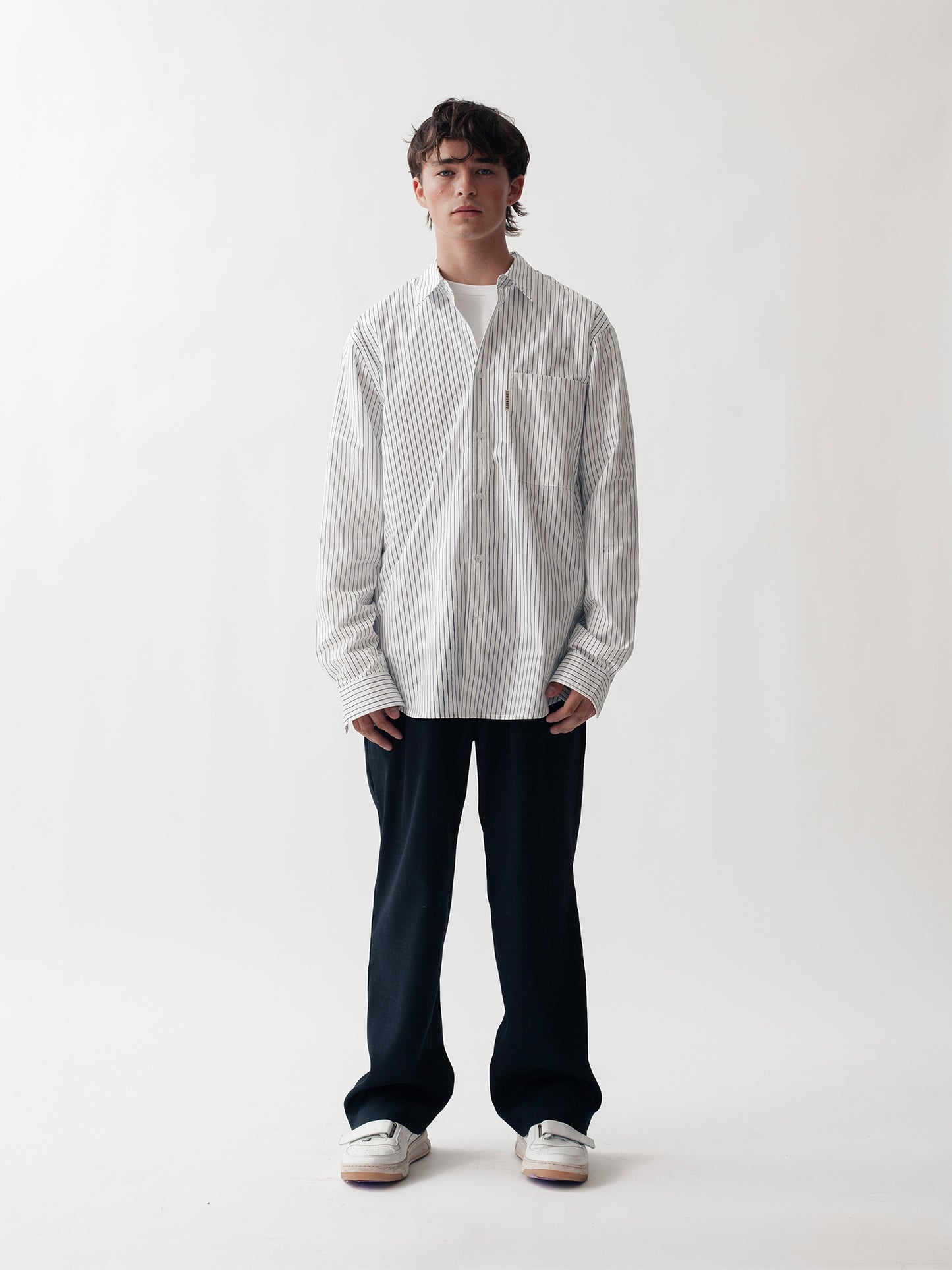ELASTICATED WOOL TROUSERS GREY