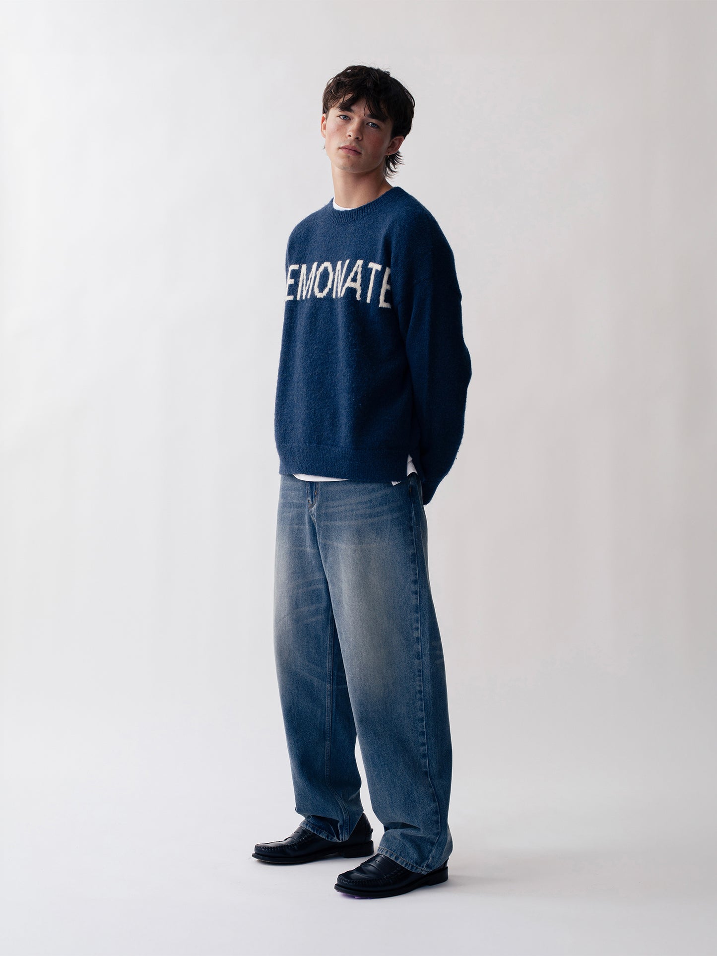 KNITTED LOGO SWEATER BLUE