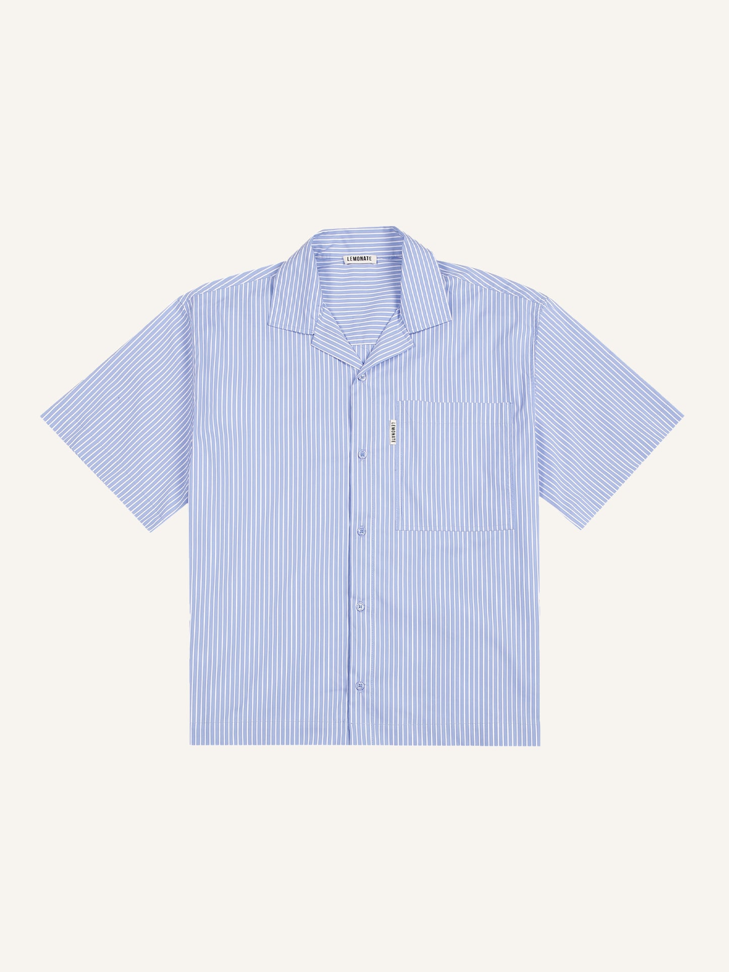 STRIPED SHORT-SLEEVE SHIRT LIGHT BLUE