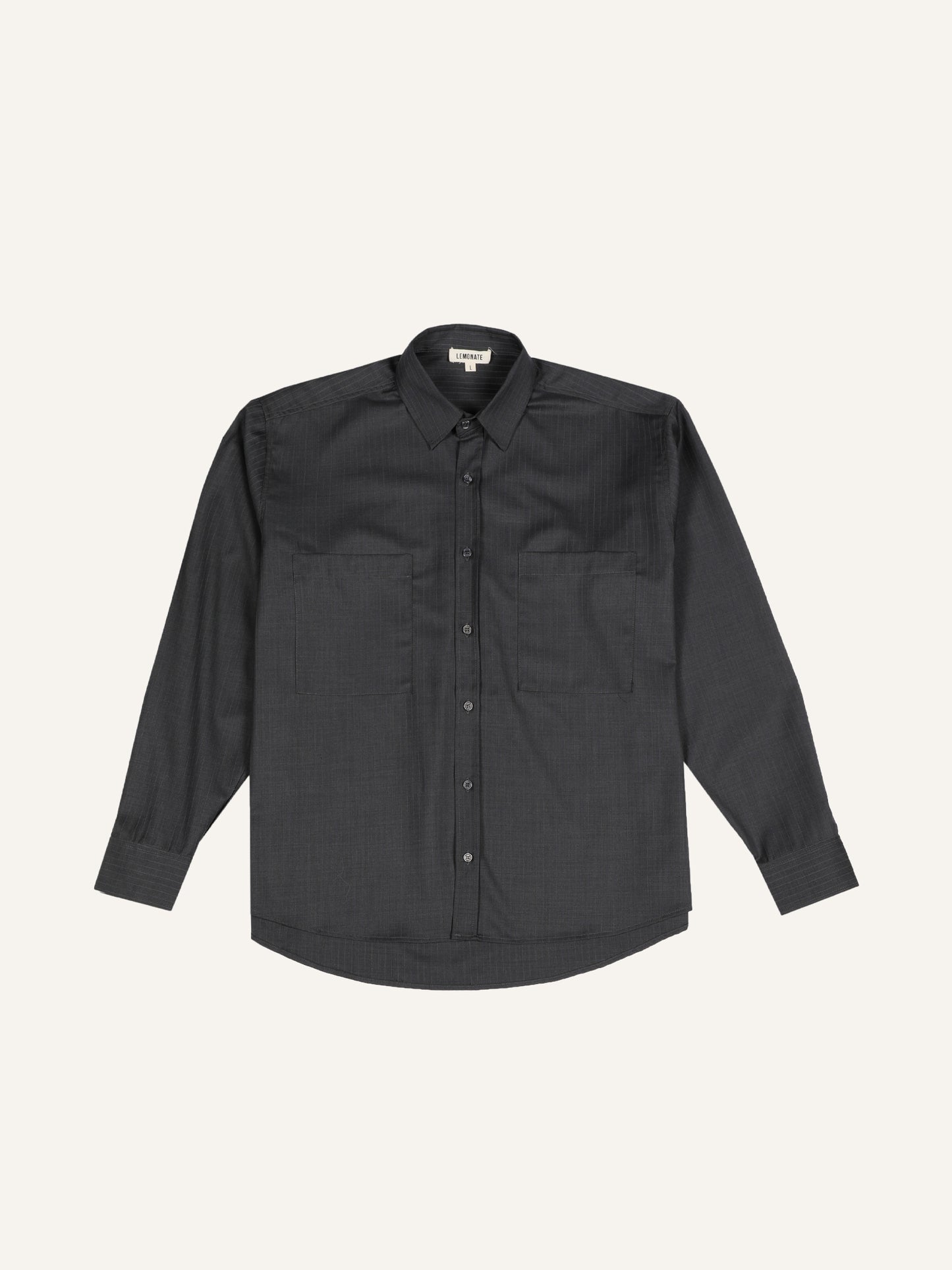 STRIPED WOOL SHIRT GREY
