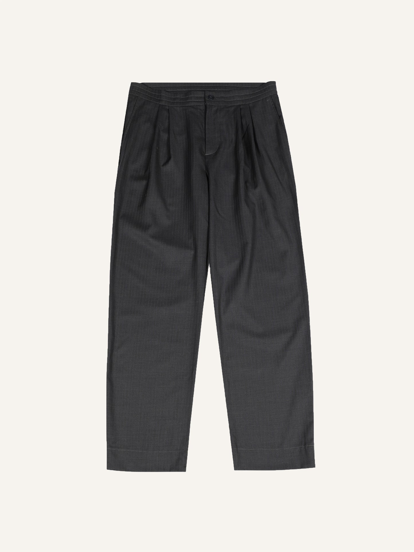 STRIPED WOOL TROUSERS GREY