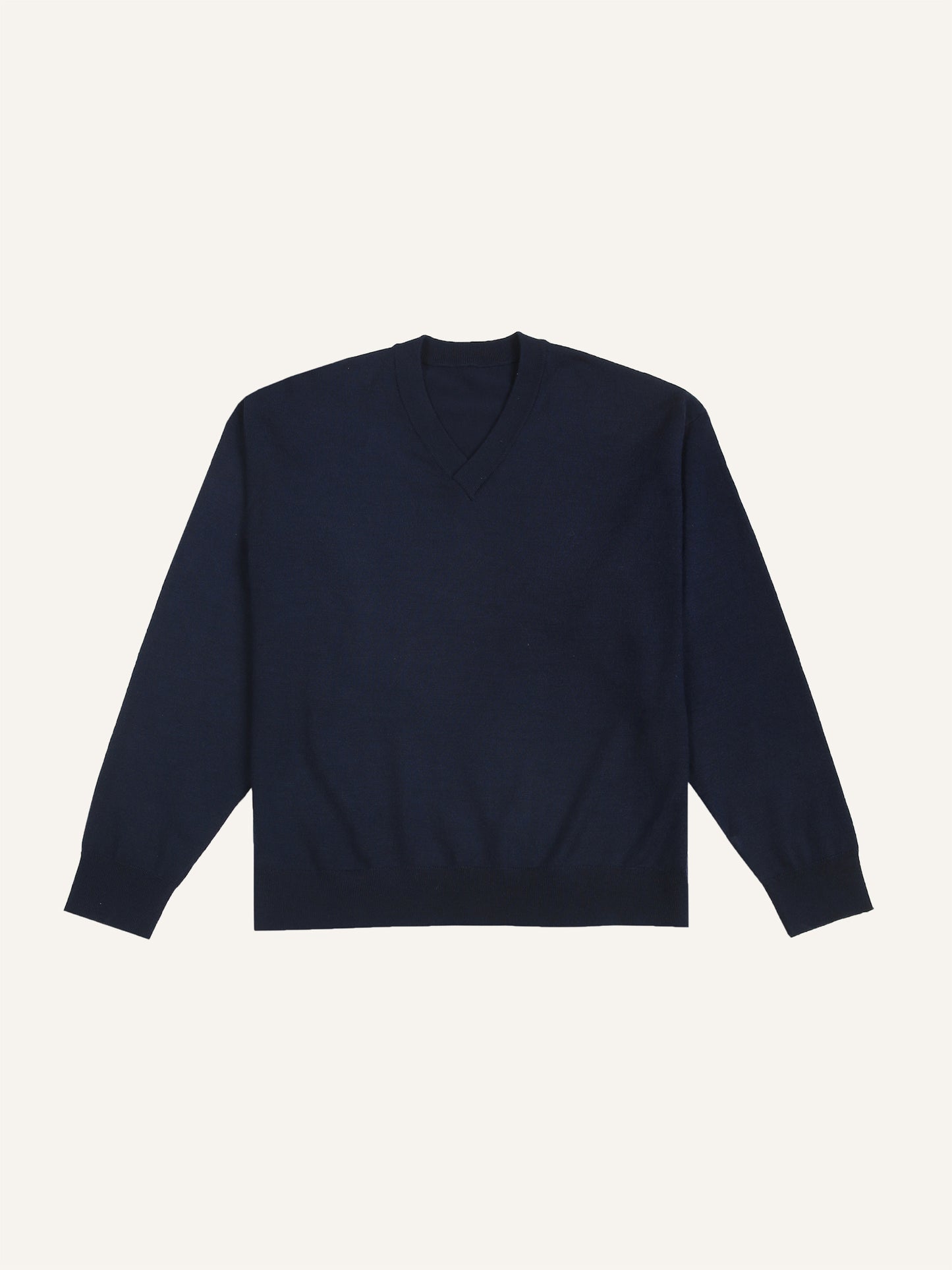 V-NECK KNITTED SWEATER NAVY BLUE