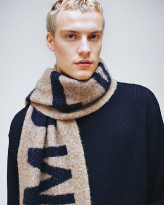 ALPACA LOGO SCARF BROWN / NAVY