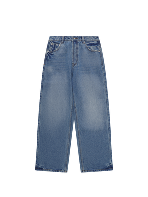 BAGGY MID-WASHED DENIM TROUSERS