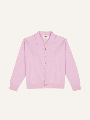 BUTTONED LONG SLEEVE POLO PINK