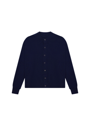 CASHMERE BLEND BUTTONED KNITTED SWEATER NAVY BLUE