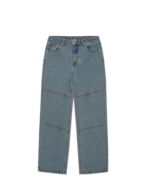 STITCHED MID WASHED DENIM TROUSERS