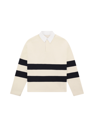 STRIPED POLO SWEATER ECRU