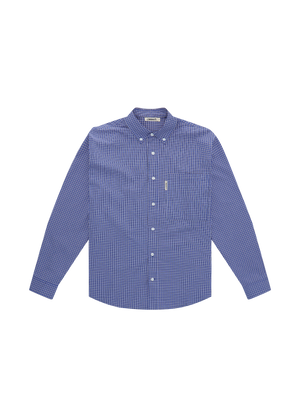 CHECKED SHIRT WITH PATCH POCKET ELECTRIC BLUE