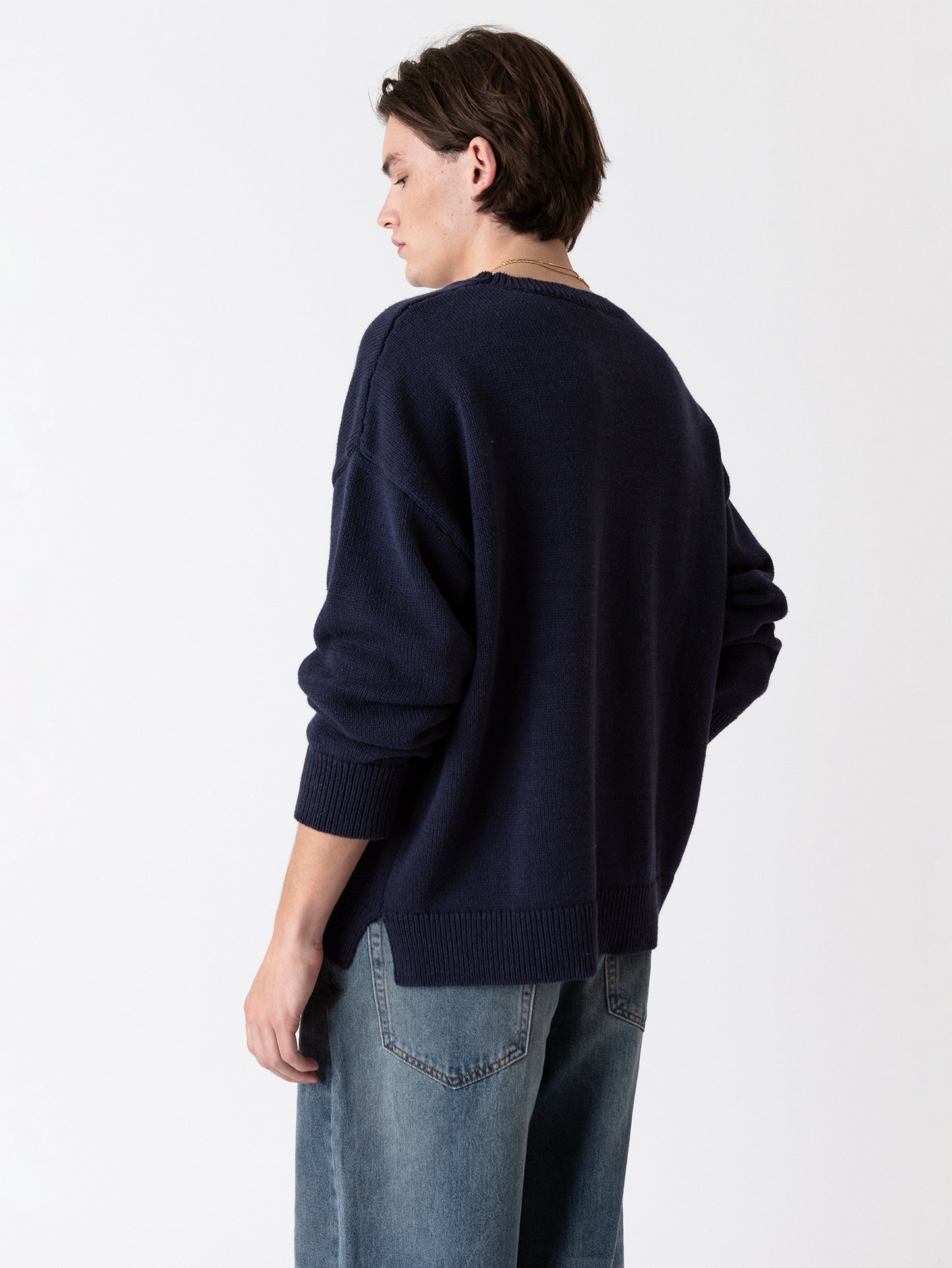 KNITTED LOGO SWEATER NAVY BLUE