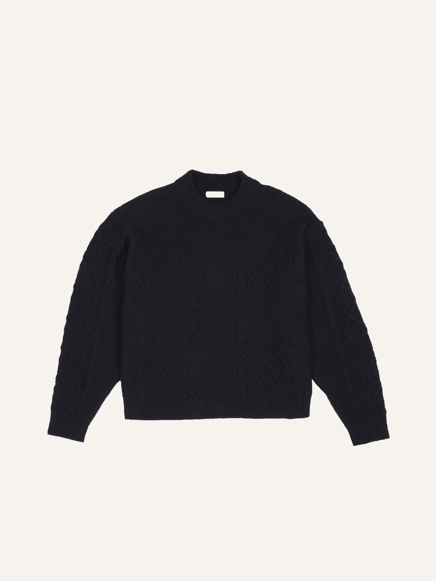 KNITTED CABLE SWEATER NAVY BLUE