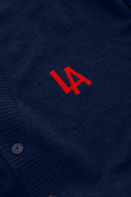 KNITTED ALPACA BLEND "LA" CARDIGAN NAVY BLUE