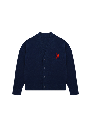 KNITTED ALPACA BLEND "LA" CARDIGAN NAVY BLUE