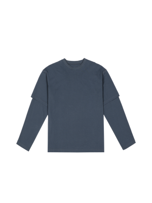 LAYERED LONG SLEEVE T-SHIRT DUSTY BLUE