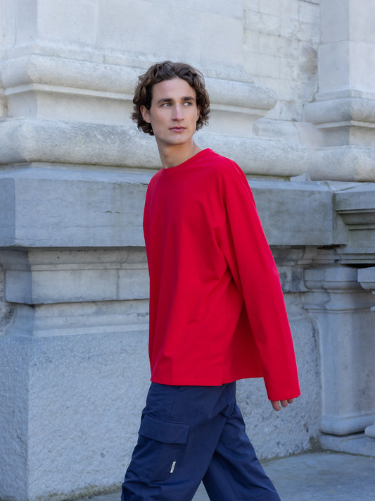 RELAXED LONG SLEEVE T-SHIRT RED