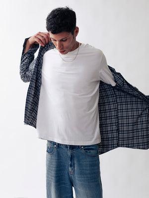 CHECKERED SHIRT WITH PATCH POCKET BLUE