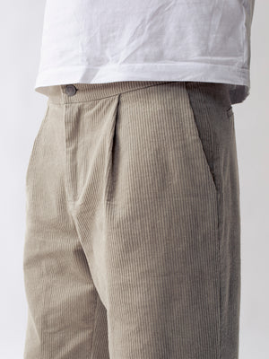 PLEATED CORDUROY TROUSERS BEIGE