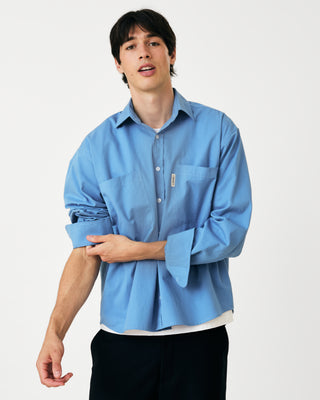 OVERSIZED SHIRT WITH POCKETS LIGHT BLUE