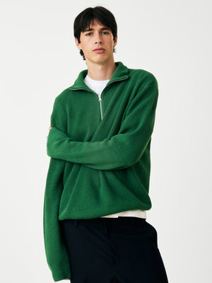 KNITTED ZIP SWEATER GREEN