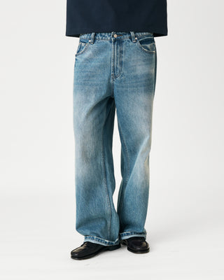 BAGGY MID-WASHED DENIM TROUSERS