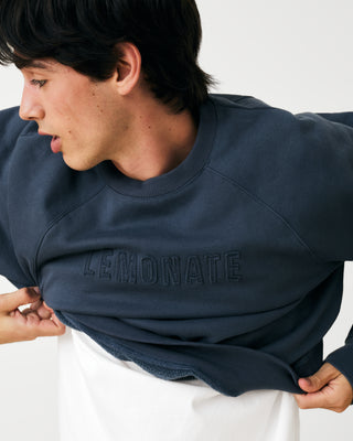 LOGO-CUT CREWNECK SWEATER DUSTY BLUE