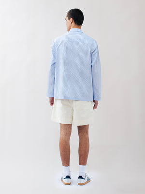 STRIPED CUBAN COLLAR SHIRT BLUE