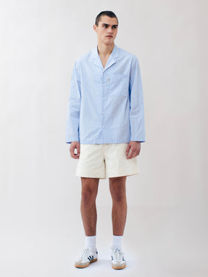 STRIPED CUBAN COLLAR SHIRT BLUE