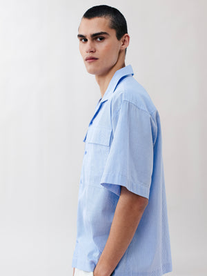 STRIPED SHORT SLEEVE SHIRT LIGHT BLUE