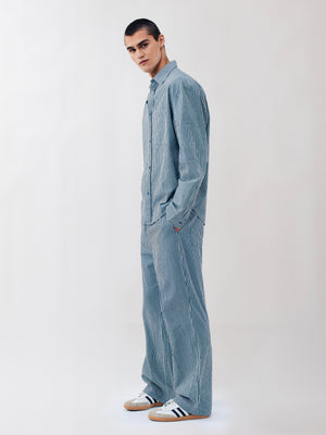 RELAXED STRIPED TROUSERS DARK BLUE