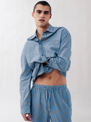 RELAXED STRIPED SHIRT DARK BLUE