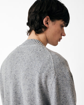 SPECKLED KNITTED LAMBS WOOL CARDIGAN GREY