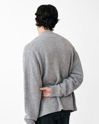 SPECKLED KNITTED LAMBS WOOL CARDIGAN GREY