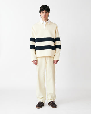 STRIPED POLO SWEATER ECRU