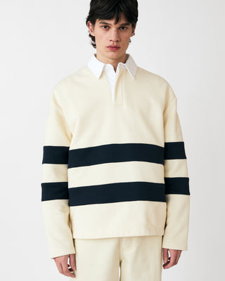 STRIPED POLO SWEATER ECRU