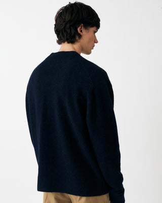 KNITTED ALPACA BLEND "LA" CARDIGAN NAVY BLUE