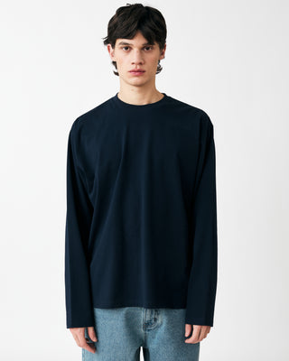 PLAIN LONG SLEEVE T-SHIRT NAVY BLUE