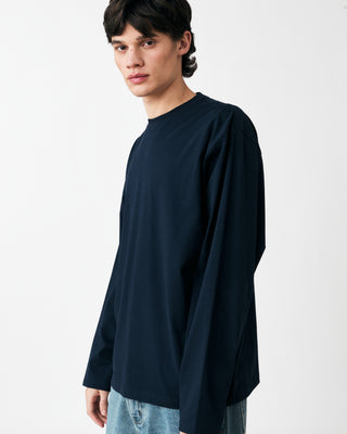 PLAIN LONG SLEEVE T-SHIRT NAVY BLUE