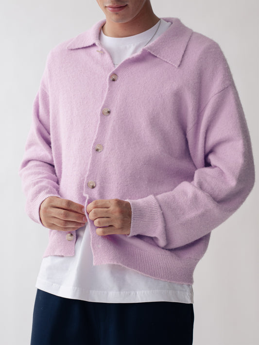 BUTTONED LONG SLEEVE POLO PINK