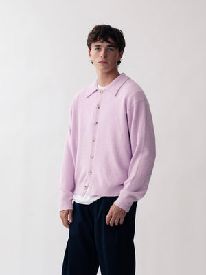 BUTTONED LONG SLEEVE POLO PINK