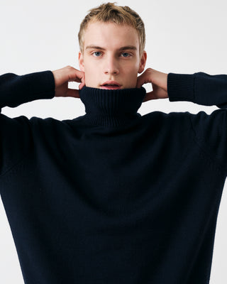 MERINO ROLL NECK SWEATER NAVY BLUE