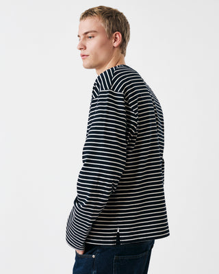 STRIPED LONG SLEEVE T-SHIRT NAVY BLUE